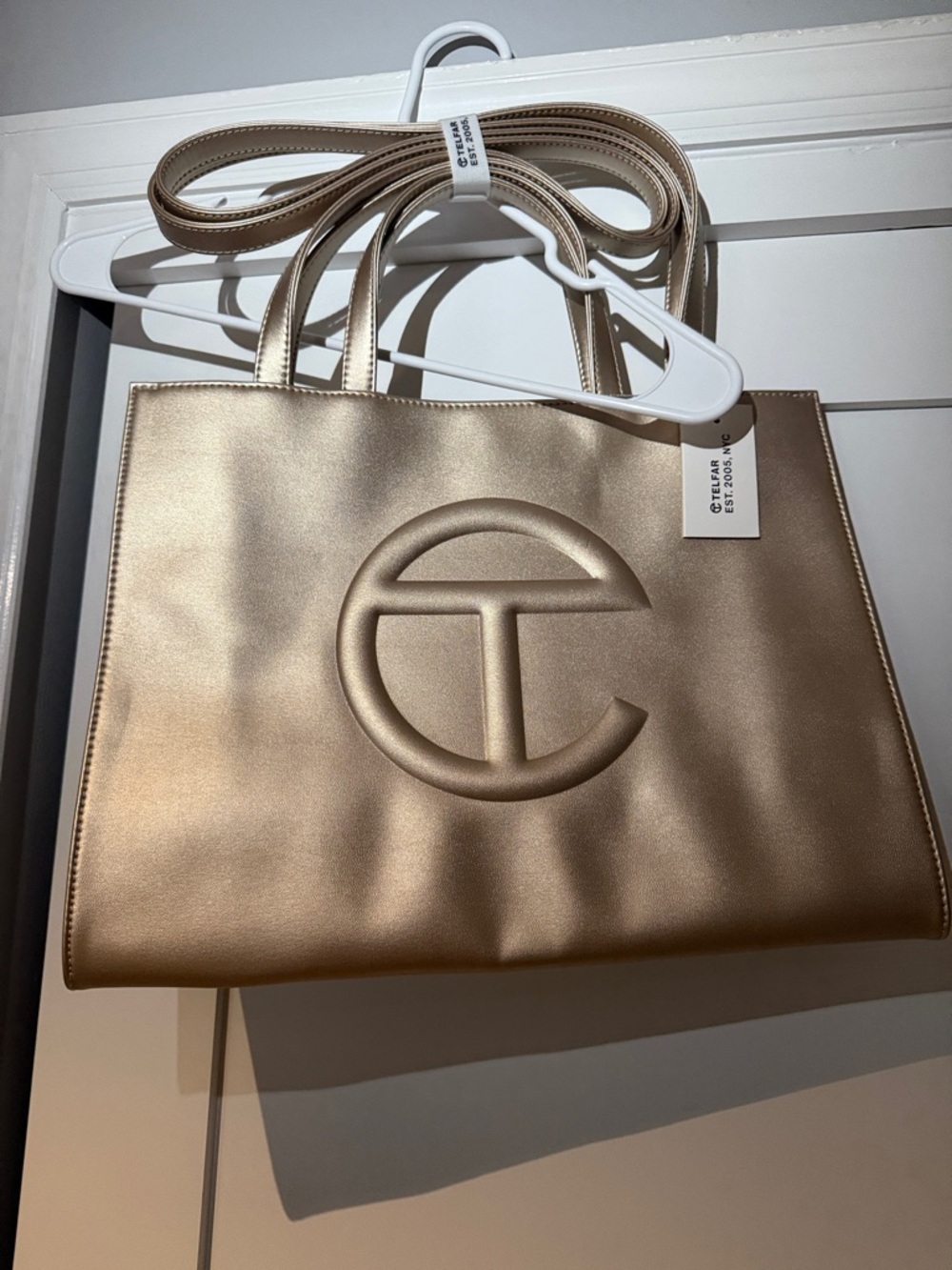 Telfar Medium Shopping Bag in Metallic Gold - Picture 3 of 9